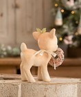 Bethany Lowe Light Pink Baby Deer W  Wreath Vntg Style Christmas Figure Decor