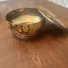Vintage Daher Decorated Ware Floral Tin Footed Trinket W  Lid - Made In England
