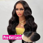 Peruvian Pre Cut Body Wave Human Hair Wear And Go Glueless 4x4 Lace Front Wig