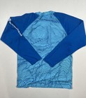 Columbia Rash Guard Shirt Youth Medium 10-12 Blue Omni-shade Topo Map Swim
