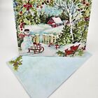 1 Lang Linen Christmas Card Envelope Winter Woods Snowman Cardinals Susan Winget