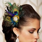  Peacock Feather Hair Clip Peacock Fascinator With Rhinestone 1920s Flapper 