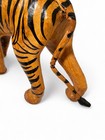Large Vtg Mcm Orange African Tiger Leather Wrapped Art Statue Glass Eyes W teeth