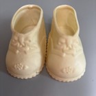 Vintage Ivory Baby Doll Shoes Booties  4 Molded Rubber