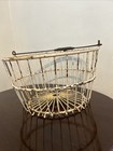 Vintage Wire Egg Basket Yellow Coated metal Bail Handle Primitive farmhouse