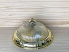 Ceiling Light Fixture Vintage Flush Mount Clear Glass Shade Brass Tone Metal
