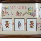 Vintage My Girl Teddy Bear Nursery Wall Art Wood Frame Glass Storybook Decor