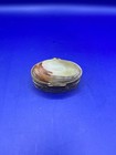 Vintage Agate Stone Trinket Pill Box Ornate Brass Oval Jewelry Holder Decor