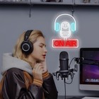 Music On Air Neon Sign  Usb Powered Led Light For Studio Medium  Ding-red