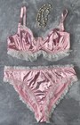 New Glossy 2nd Skin 3x Satin Uw Bra   Panty Set  Peek A Boo Open Bum