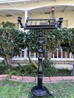 Antique Victorian Walnut Adjustable Music Stand With Candle Holder