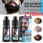 2pcs Mens Beard Dye Mustache Natural Hair Color Shampoo Permanent Black Dye