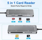 Memory Stick Pro Duo Adapter 5-in-1 Multi Card Reader Supports Silver 