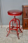 Vintage Toledo Industrial Drafting Table Stool Adjustable Chair Swivel Red