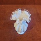 Vintage Fenton Glass Silver Crest Hand Painted Melon Vase With Violets 6 
