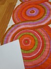 Rare Vintage Mid Century Retro 70s Org Pnk Purp Grn Long Loop Wave Fabric  Look 
