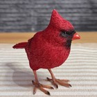Handmade Red Cardinal Bird Figurine Realistic Painted Woodland Wildlife Decor