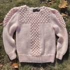 Vintage Baby Pink Women   s Sweater Textured Fuzzy Loose Weave Exc  Imports Large