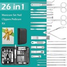 26pcs Pedicure Manicure Set Nail Clippers Ear Cleaner Cuticle Grooming Kit Case