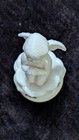 Cherub Angel Milkwhite Porcelain Hinged Trinket Box Ring Pill Small Goldtone Vtg