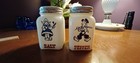 Vintage Mckee Milk Glass Salt Pepper Shakers With Dutch Boy And Girl 