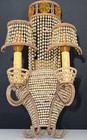 Vintage Gilt Metal Venetian Glass Beaded Wall Sconces Lamps Murano