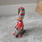 Original Boxed 1970 s Clockwork Duck On A Bike Tin Toy  tested  Works