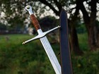 Hand-forged Medieval Broadsword With Leather Scabbard  Carbon Steel Knight Sword
