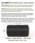 0 8mm Bonded Waxed Polyester Cord 197 Yards 3-ply Thread Bookbinding Upholstery