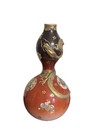 Antique Japanese Meiji Satsuma 19    3d Dragon   Mons Gourd Vase Kinkozan