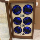 6 Watch Winder Box Automatic Mechanical Rotator Holder Wood Case Blue Led
