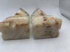 Vintage Hand-carved Marble Stone Bookends Onyx Natural Decor Pair Art Sculpture