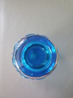 Vintage Mpb Italy Blue Glass Hand Painted Bubble Vase W  Flowers Mcm
