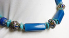 Antique Venetian Nueva Cadiz Beads Necklace  Moroccan Silver Enamel Bds  Lapis