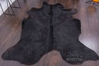 Large Elegant Brazilian Solid Black Cowhide Rugs Area Rugs Cow Skin Leather  6x7