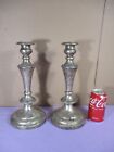 2 Vtg English Silver Candle Stick Holders Weighted 12    Marked  English Silver