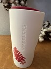 Starbucks Pink Pine Cone Ceramic Coffee Tumbler 12 Oz Travel Cup W  Lid- Matte