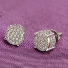 2 Ct Round Cut Lab Created Diamond Men s Stud Earrings 14k White Gold Plated