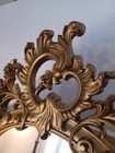 Vintage 1960s Syroco Inc  Large Ornate Gold Tone Floral Scroll Pattern Mirror   
