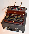Vtg  1939 Corona Silent Manual Typewriter - Burgundy - W case   Manual