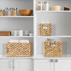 Set Of 3 Storage Baskets W Handles  Woven Hyacinth Wicker Nesting Bin Organizers