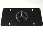Mercedes-benz Chrome Star Logo On Black Steel License Plate
