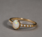 Ethiopian Welo Opal Ring Sterling Silver Pearl Accent Vintage Dainty Gift