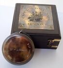 Antique Brass Vintage Measuring Inch Tape Desktop Item With Rosewood Wooden Box