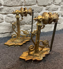 Antique 1800s French Bronze Gaslight Fixture Sconces Book Shelf Pair