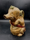 1920s Frie Onnaing France Majolica  cochon Au Jambon   Pig   Ham Pitcher 8   