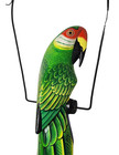 Huge Wood Green Parrot Hanging Perch Carving Painting Head Art African Tropical