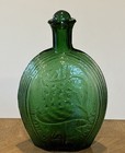 Clevenger Bros Green Glass Bottle Eagle Shield Antique Style Flask Marble Stopp