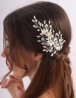 Silver Rhinestone Pearl Flower Bridal Hair Clip Crystal Wedding Accessories