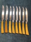 8pc Vintage Rare Lighting Yellow Catalin Butterscotch Bakelite Knives 1900-1950